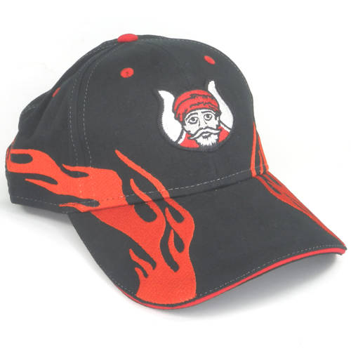 Grotto Ball Cap, Black with Red Flames and Red Mokanna