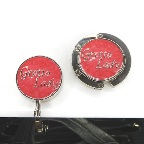 Grotto Lady Purse Hanger, Silver & Red