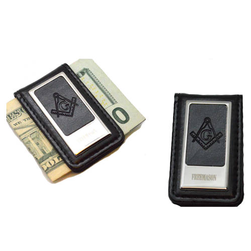 Masonic Leather Money Clip MC-320